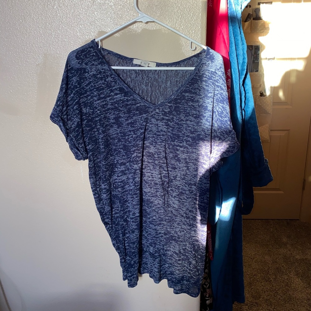 blue washed pattern shirt